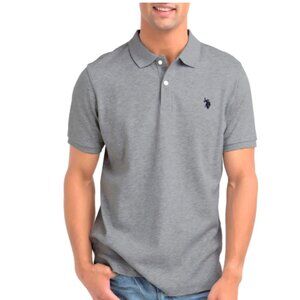 U.S. Polo Assn. Men's Heather Pique Logo Polo Shirt Size Medium